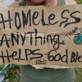 homeless sign