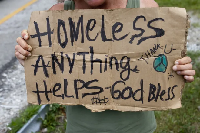 homeless sign